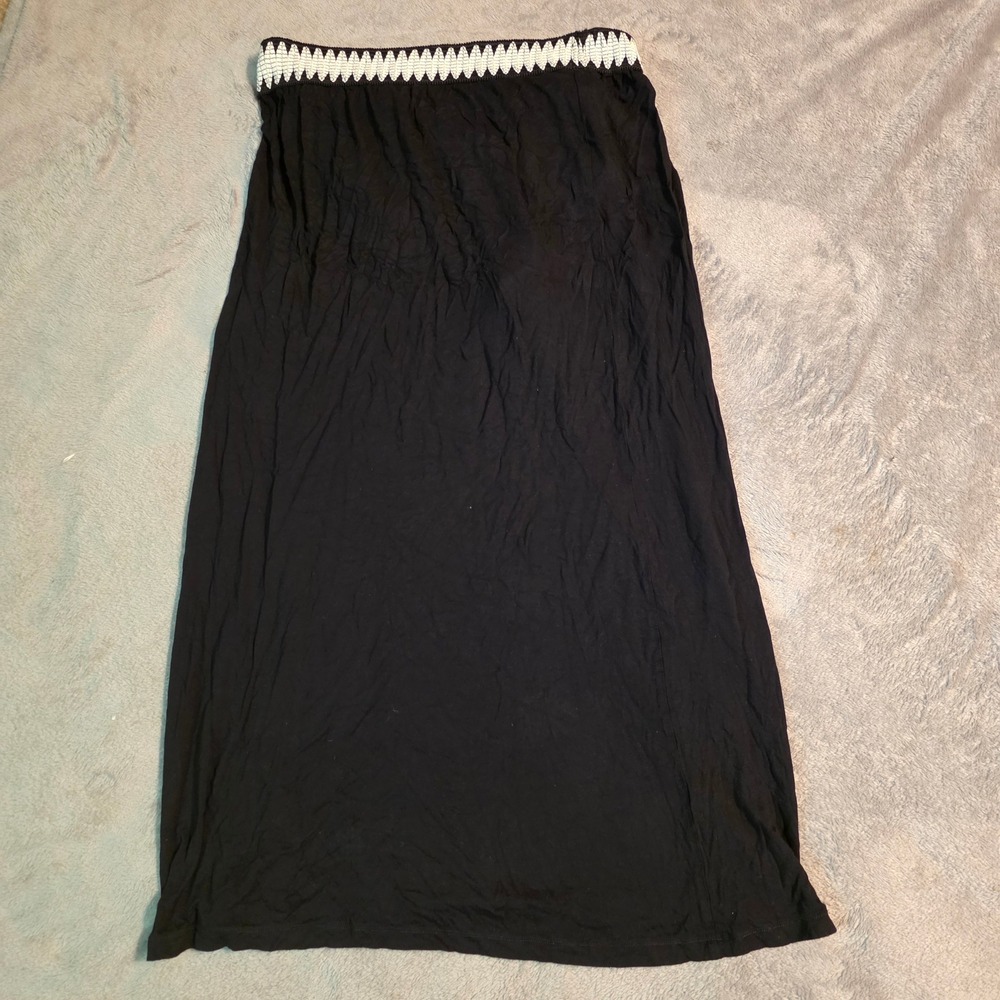 Lascana Black Convertible Maxi Skirt Strapless Dress Crochet Waist Size 8 US 40